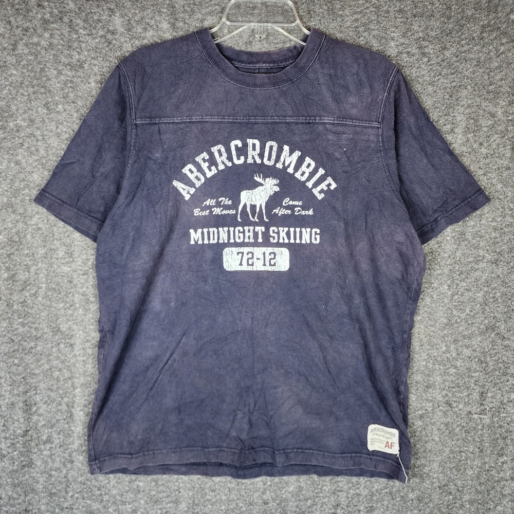 Abercrombie & Fitch T-Shirt Mens XL Midnight Skiing Navy Graphic Tee EUC